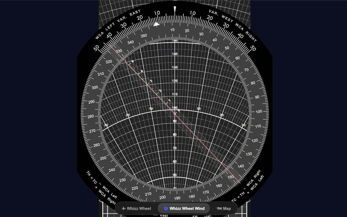 Whizz Wheel wind calculation – Aircrew Exams
